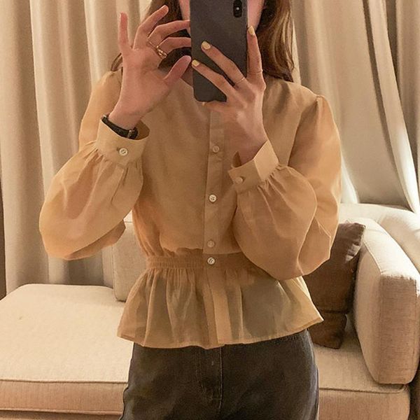 women's blouses & shirts 3colors 2021 spring autumn blouse korean chic style elastic waist shirt women outwear long sleeve (x1814, White
women's blouses & shirts 3colors 2021 spring autumn blouse korean chic style elastic waist shirt women outwear long sleeve (x1814, White