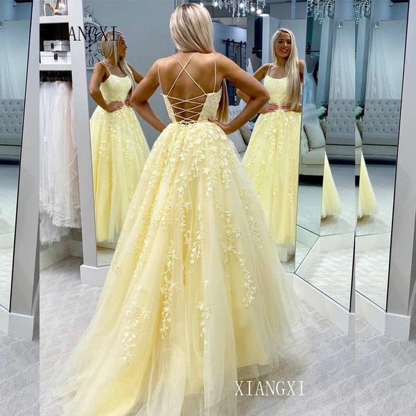 party dresses youthful yellow prom tulle lace appliques spaghetti strap long dress formal gowns vestido de festa longo, White;black
party dresses youthful yellow prom tulle lace appliques spaghetti strap long dress formal gowns vestido de festa longo, White;black