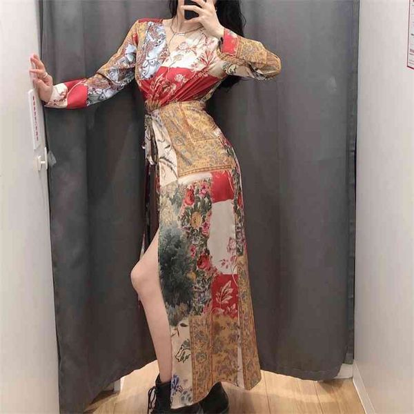 spring and autumn women's casual printed v-neck long sleeve belted dress 210430, Black;gray
spring and autumn women's casual printed v-neck long sleeve belted dress 210430, Black;gray