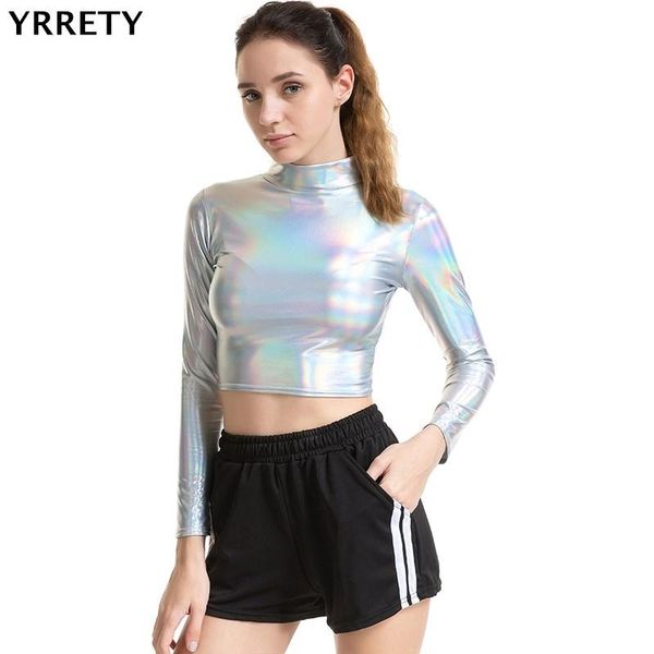 women's t-shirt yrrety women long sleeve crop turtleneck femme casual summer t shirt plus size xxl bright leather clothing, White
women's t-shirt yrrety women long sleeve crop turtleneck femme casual summer t shirt plus size xxl bright leather clothing, White