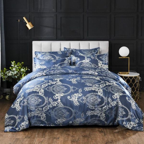 satin jacquard bedding set blue luxury quilt cover european style 2/3 pieces duvet pillowcases for adults sets
satin jacquard bedding set blue luxury quilt cover european style 2/3 pieces duvet pillowcases for adults sets