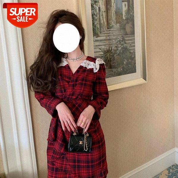 french festival gao-level red plaid dress, retro v-neck bag hip skirt, women's trendy fashion #yx5g, White;black
french festival gao-level red plaid dress, retro v-neck bag hip skirt, women's trendy fashion #yx5g, White;black