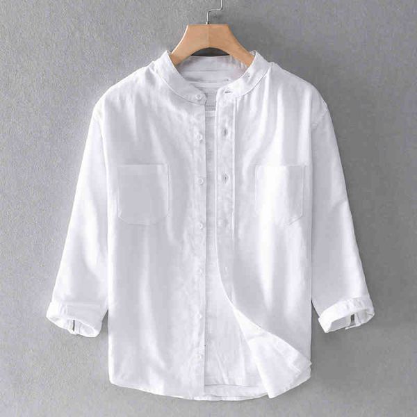 men's t-shirts cotton and linen summer three-quarter sleeved brand casual stand collar white shirts for men trend comfortable shirt 48z, White;black
men's t-shirts cotton and linen summer three-quarter sleeved brand casual stand collar white shirts for men trend comfortable shirt 48z, White;black