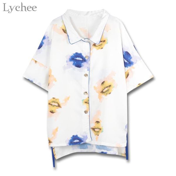 women's blouses & shirts lychee harajuku summer women blouse lip print causal loose turn down collar short sleeve shirt female, White
women's blouses & shirts lychee harajuku summer women blouse lip print causal loose turn down collar short sleeve shirt female, White