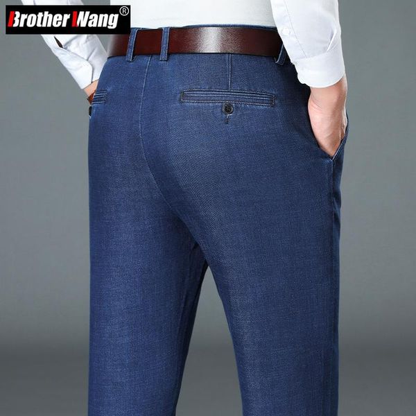 men's jeans 2021 autumn men's business casual straight-leg elasticity denim pants male brand trousers black blue 
men's jeans 2021 autumn men's business casual straight-leg elasticity denim pants male brand trousers black blue