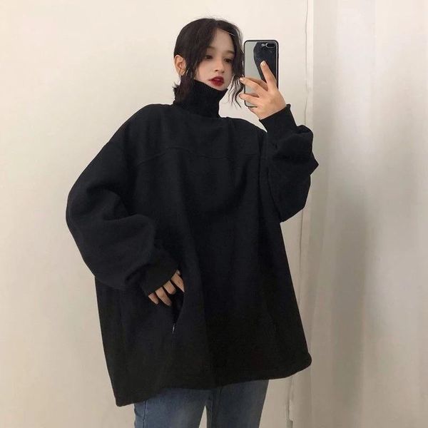 women's hoodies & sweatshirts women no hat turtleneck solid harajuku streetwear casual pullovers oversize large size 2xl simple stylish, Black
women's hoodies & sweatshirts women no hat turtleneck solid harajuku streetwear casual pullovers oversize large size 2xl simple stylish, Black
