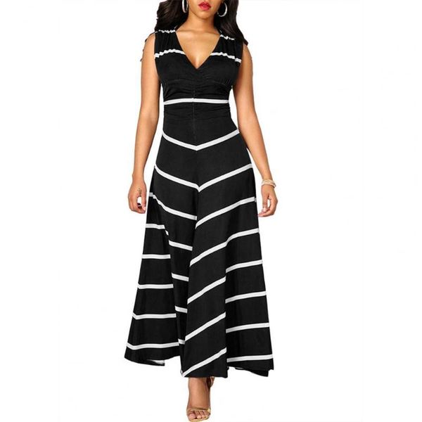 casual dresses plus size summer party women slim stripe v neck sleeveless high waist maxi dress, Black;gray
casual dresses plus size summer party women slim stripe v neck sleeveless high waist maxi dress, Black;gray