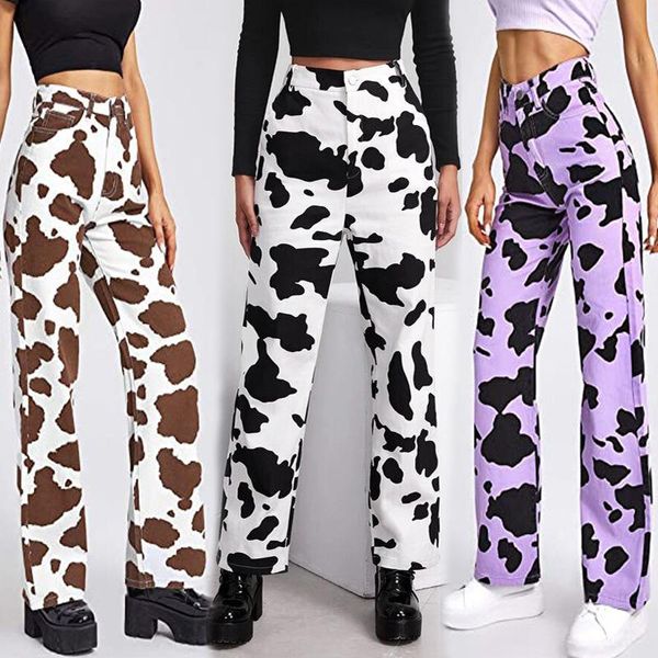 women's jeans women high waist zipper casual denim pants 2021 female cows spot print trousers vintage street straight leg long bottoms, Blue
women's jeans women high waist zipper casual denim pants 2021 female cows spot print trousers vintage street straight leg long bottoms, Blue