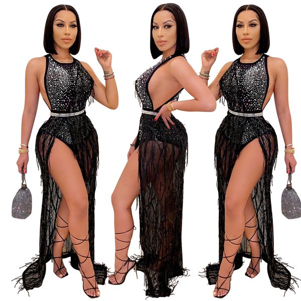 fashion empire crew neck women sequins 2 piece party dresses 2022 summer women's rhinestone design dress beautiful nightclub tight net, White;black
fashion empire crew neck women sequins 2 piece party dresses 2022 summer women's rhinestone design dress beautiful nightclub tight net, White;black