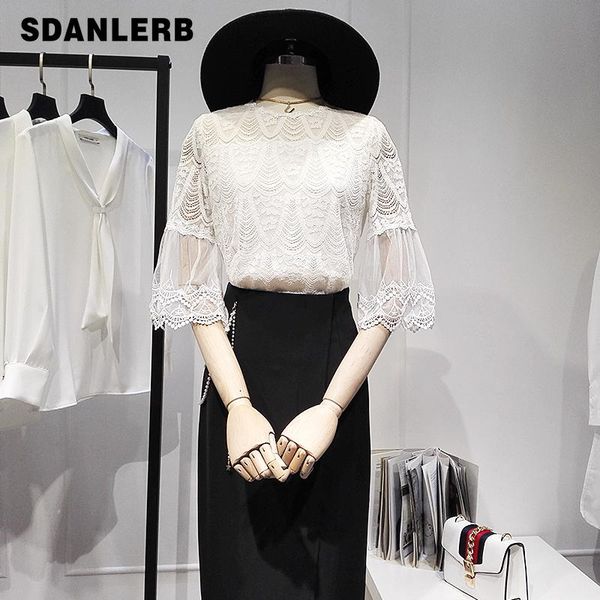 women's blouses & shirts crocheted hollow lace shirt for women 2021 summer korean style sweet versatile fashionable round neck blouse, White
women's blouses & shirts crocheted hollow lace shirt for women 2021 summer korean style sweet versatile fashionable round neck blouse, White