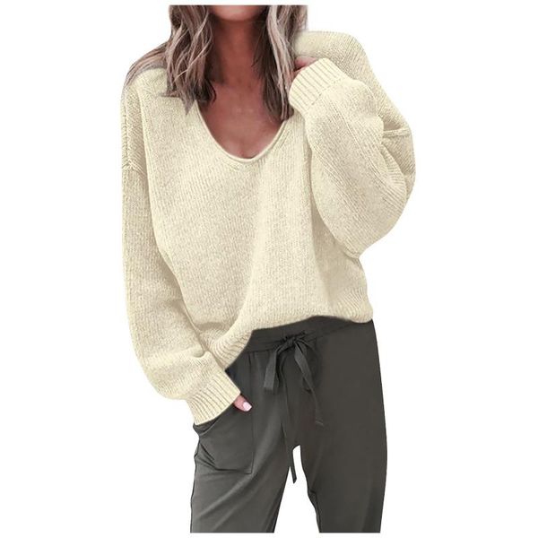women's sweaters women 2021 fashion pullovers solid color v nevk soft touch loose knit sweater retro long sleeve pullover streetwear ju, White;black
women's sweaters women 2021 fashion pullovers solid color v nevk soft touch loose knit sweater retro long sleeve pullover streetwear ju, White;black
