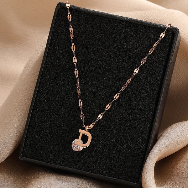 d-word rose gold real gold titanium steel necklace women's net red ins korean simple d family cool fashion clavicle chain, Silver
d-word rose gold real gold titanium steel necklace women's net red ins korean simple d family cool fashion clavicle chain, Silver