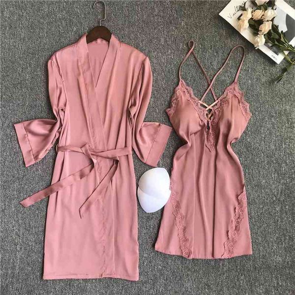2pcs kimono bathrobe set backless v-neck lace nightgown with chest pads belt robe gown suit summer soild casual sleepwear, Black;red
2pcs kimono bathrobe set backless v-neck lace nightgown with chest pads belt robe gown suit summer soild casual sleepwear, Black;red
