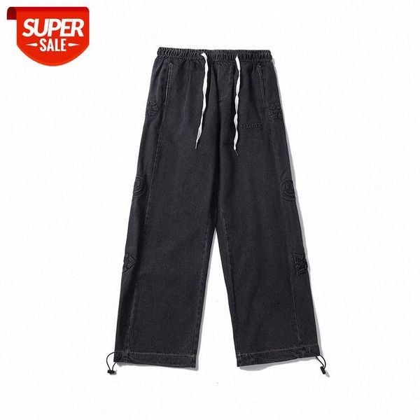 net red/s hip-hop jeans smiley foam men's street loose nine-point trousers with necking #pa03, Blue
net red/s hip-hop jeans smiley foam men's street loose nine-point trousers with necking #pa03, Blue