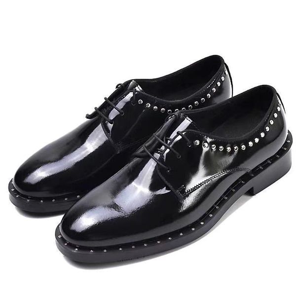 dress shoes willow spike men spring and summer layer cowhide lace up british style handmade leather patent business form, Black 
dress shoes willow spike men spring and summer layer cowhide lace up british style handmade leather patent business form, Black
