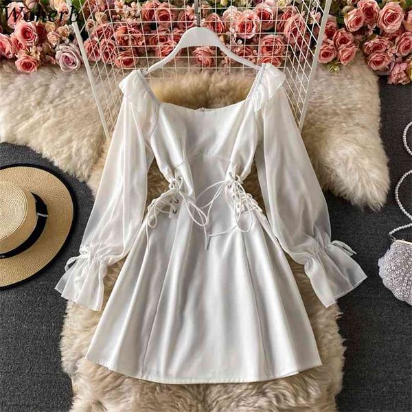 korean dresses for women square collar chiffon patchwork vestidos summer clothes robe lace up sweet white dress 210519, Black;gray
korean dresses for women square collar chiffon patchwork vestidos summer clothes robe lace up sweet white dress 210519, Black;gray