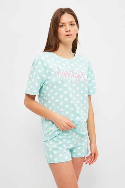 men's sleepwear trendyol polka dot knitted pajamas set thmss21pt1483, Black;brown 
men's sleepwear trendyol polka dot knitted pajamas set thmss21pt1483, Black;brown