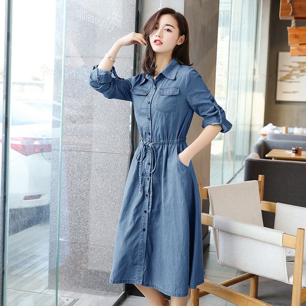 dresses skirt spring and summer new women's wear korean loose medium length long sleeve shirt large denim dress fashion, Black;gray
dresses skirt spring and summer new women's wear korean loose medium length long sleeve shirt large denim dress fashion, Black;gray