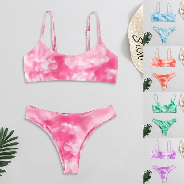 women's swimwear fashion 2021 brazilian beach sunbathing tie-dye print bikini set high cut two piece swimsuit, White;black
women's swimwear fashion 2021 brazilian beach sunbathing tie-dye print bikini set high cut two piece swimsuit, White;black