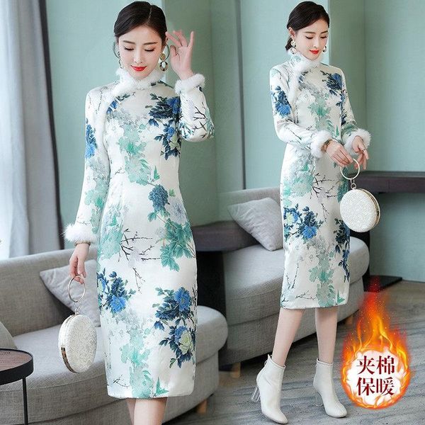 chinese winter qipao 2021 fur collar improved cheongsam dress quilted thickened warm retro elegant slim vestido y544 casual dresses, Black;gray
chinese winter qipao 2021 fur collar improved cheongsam dress quilted thickened warm retro elegant slim vestido y544 casual dresses, Black;gray