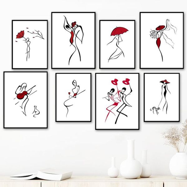 paintings abstract line woman black white red nordic posters and prints wall art canvas painting pictures for living room decor
paintings abstract line woman black white red nordic posters and prints wall art canvas painting pictures for living room decor