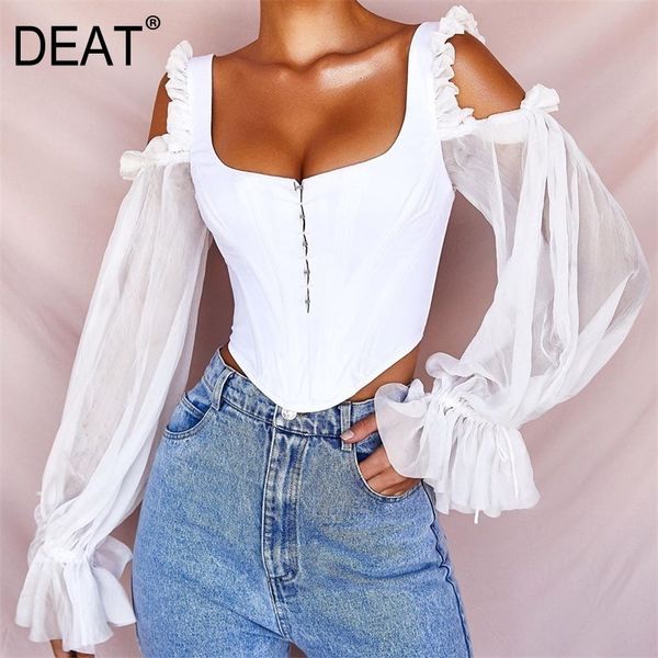 asymmetrical collar strapless long sleeve t-shirt solid color mesh zipper women spring and summer gx989 210421, White
asymmetrical collar strapless long sleeve t-shirt solid color mesh zipper women spring and summer gx989 210421, White