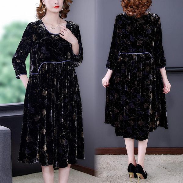 casual dresses gold velvet dress autumn 2021 fashion long sleeve noble lady silk retro print temperament baggy korean clothing m546, Black;gray
casual dresses gold velvet dress autumn 2021 fashion long sleeve noble lady silk retro print temperament baggy korean clothing m546, Black;gray