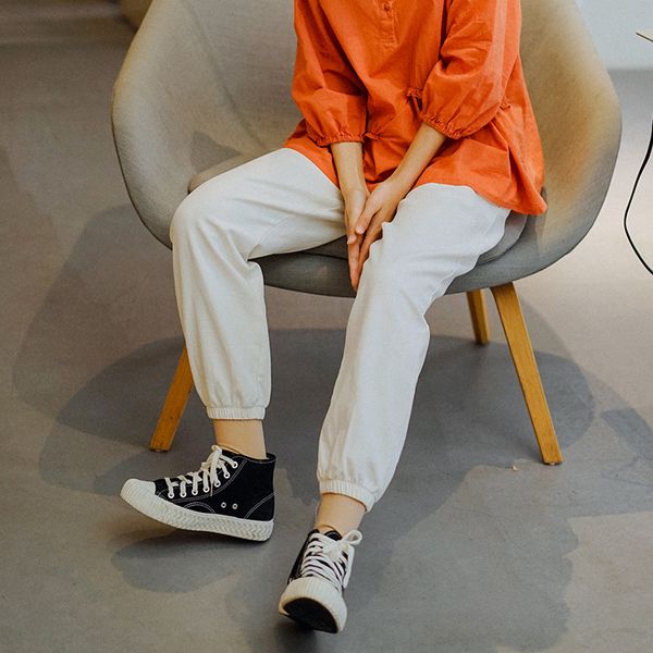 johnature spring casual style pants women's solid color elastic waist korean-style fashion trouser women soft pants 210521, Black;white
johnature spring casual style pants women's solid color elastic waist korean-style fashion trouser women soft pants 210521, Black;white