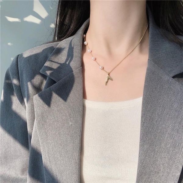chains fairy tale fish tail necklace's neck chain kpop pearl choker necklace gold color goth jewelry on the pendant for girl, Silver
chains fairy tale fish tail necklace's neck chain kpop pearl choker necklace gold color goth jewelry on the pendant for girl, Silver