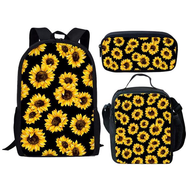 customzied children school bags set girls schoolbag primary sunflower backpack kids mochila infantil
