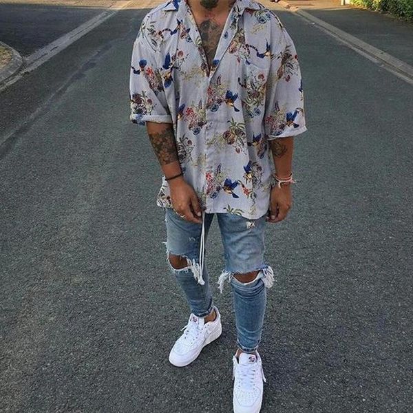 european and american men's mid-sleeve suit collar shirt hawaiian casual shirts, White;black
european and american men's mid-sleeve suit collar shirt hawaiian casual shirts, White;black