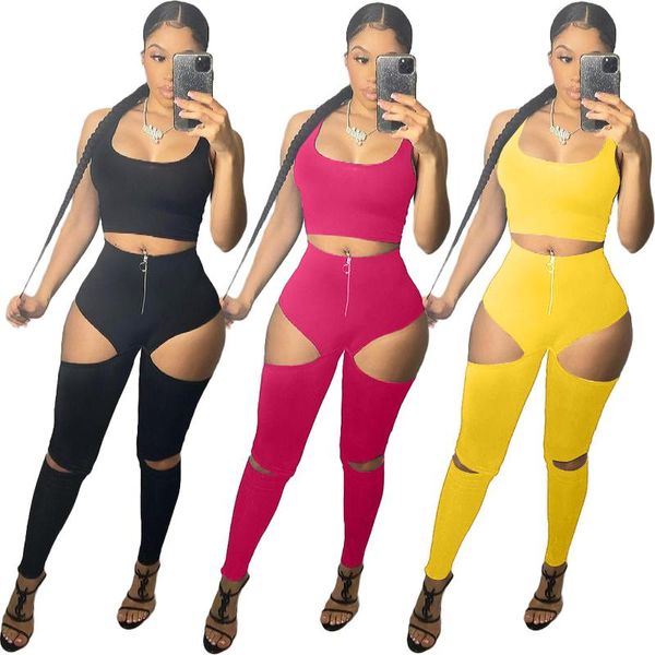 street hipsters women's clothing fashion solid color cropless sleeveless vest short hollow pants tight two piece sets, White
street hipsters women's clothing fashion solid color cropless sleeveless vest short hollow pants tight two piece sets, White