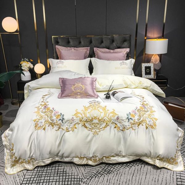 bedding sets luxury beige satin silk/cotton gold embroidery royal set duvet cover flat/fitted sheet pillowcases home textiles
bedding sets luxury beige satin silk/cotton gold embroidery royal set duvet cover flat/fitted sheet pillowcases home textiles