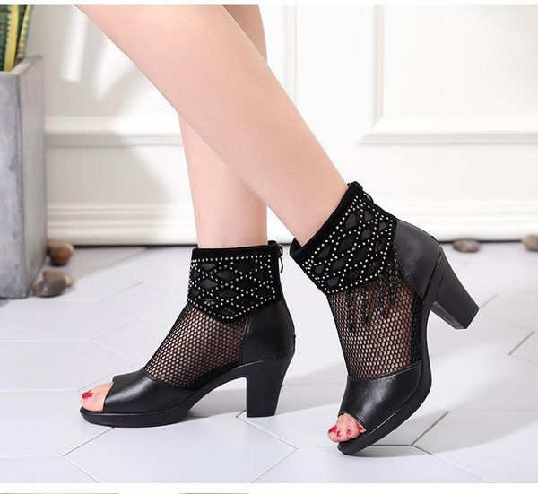 sandals summer women high heels shoes fashion fish mouth net comfortable zipper for, Black
sandals summer women high heels shoes fashion fish mouth net comfortable zipper for, Black