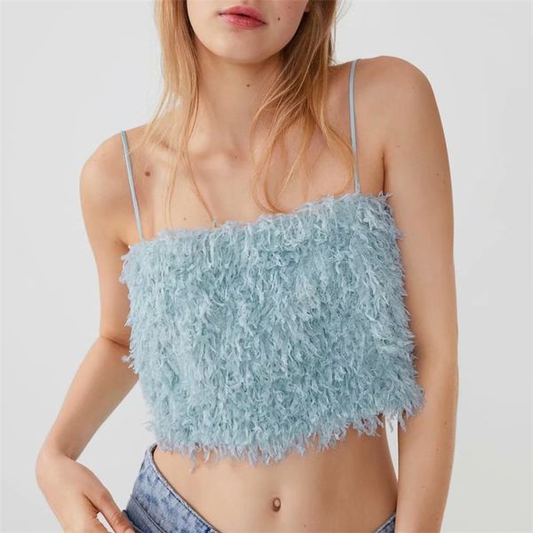 women stylish feather decorate crop adjustable straps sleeveless backless camis blue cozy short blouse 210430, White
women stylish feather decorate crop adjustable straps sleeveless backless camis blue cozy short blouse 210430, White