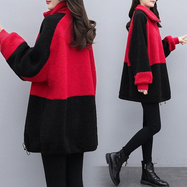 plus velvet padded sweater women's autumn and winter hoodless pullover loose stitching casual lamb jacket tide hoodies & sweatshirts, Black
plus velvet padded sweater women's autumn and winter hoodless pullover loose stitching casual lamb jacket tide hoodies & sweatshirts, Black