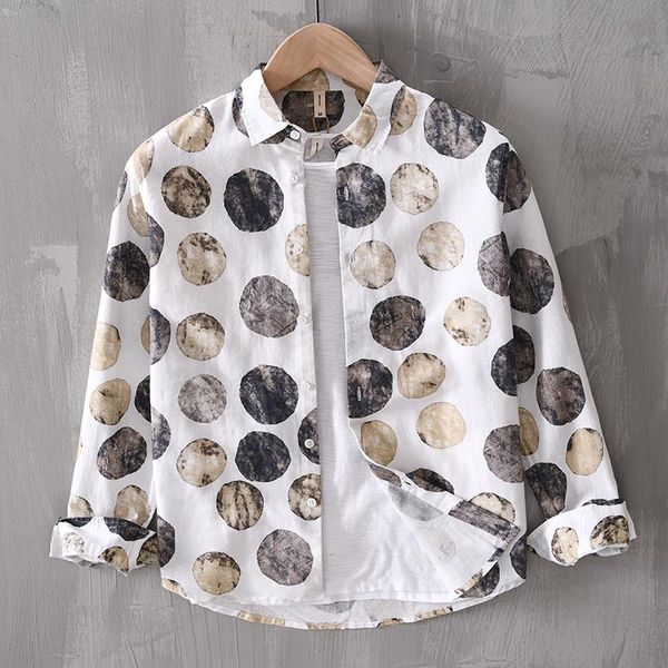 men's casual shirts 2022 fashion polka dot shirt long sleeve cotton linen print men 70% 30% stylish male whit blue, White;black
men's casual shirts 2022 fashion polka dot shirt long sleeve cotton linen print men 70% 30% stylish male whit blue, White;black