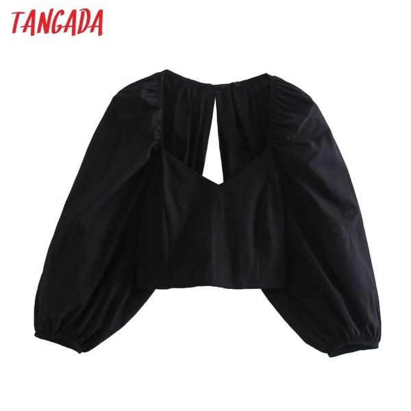 women retro black backless crop puff short sleeve summer chic female slim shirt 4n16 210416, White
women retro black backless crop puff short sleeve summer chic female slim shirt 4n16 210416, White