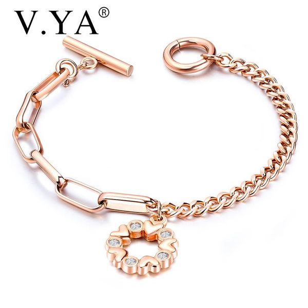 link, chain v.ya est asymmetry heart zircon rose gold bracelet for women stainless steel silver crystal adjustable bangle female jewelry, Black
link, chain v.ya est asymmetry heart zircon rose gold bracelet for women stainless steel silver crystal adjustable bangle female jewelry, Black