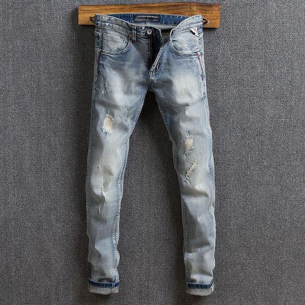 italian style fashion men jeans retro light gray blue elastic slim fit ripped patchwork casual designer denim pants men's
italian style fashion men jeans retro light gray blue elastic slim fit ripped patchwork casual designer denim pants men's