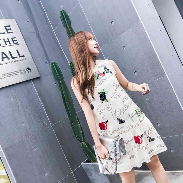 a line runway letter embroidery sequined vest white women o neck mini short chiffon summer es vestidos robes, Black;gray
a line runway letter embroidery sequined vest white women o neck mini short chiffon summer es vestidos robes, Black;gray