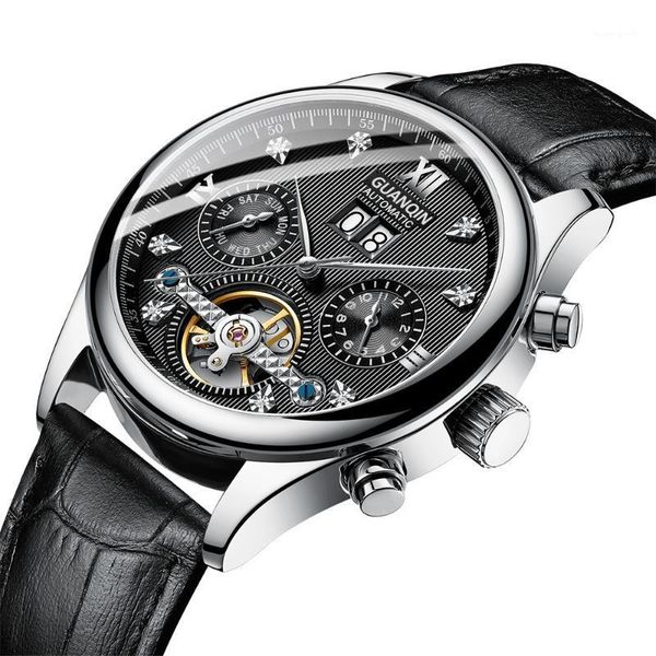 automatic watch men 2021 guanqin luxury tourbillon mechanical leather strap calendar week display waterproof montre homme wristwatches, Slivery;brown
automatic watch men 2021 guanqin luxury tourbillon mechanical leather strap calendar week display waterproof montre homme wristwatches, Slivery;brown