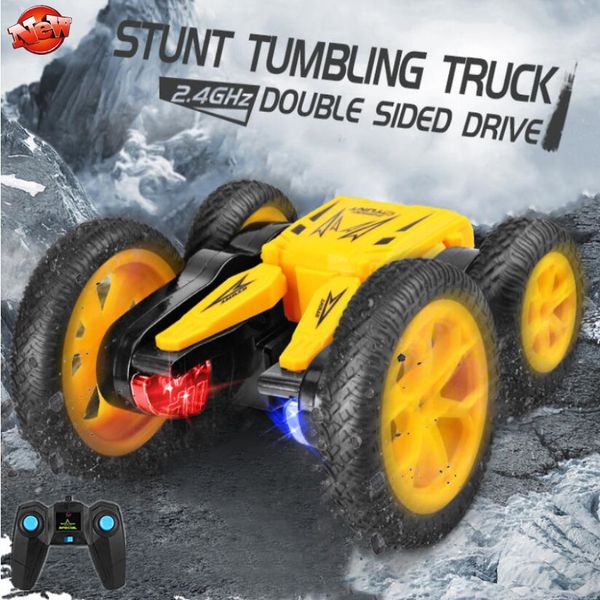 

novel kids 4wd rc stunt car toy 2.4g remote control race car double sided drive rolling rotating rc car rtr with cool light
