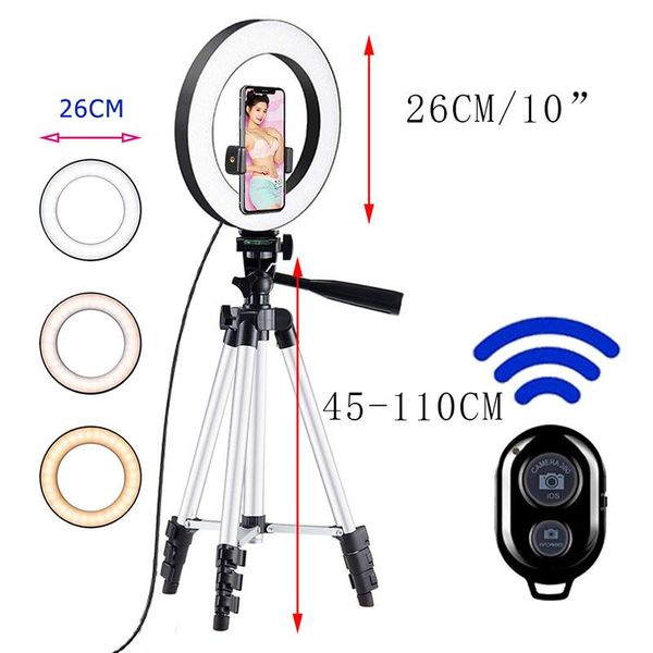 flash heads 26cm po ringlight led selfie ring light phone bluetooth remote lamp support tripod stand for live video streaming
flash heads 26cm po ringlight led selfie ring light phone bluetooth remote lamp support tripod stand for live video streaming