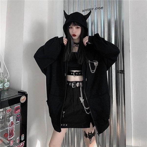 women's hoodies & sweatshirts fernan black emo zip up hoodie women gothic zipper sweatshirt korean style punk fairy grunge coat fall 20
women's hoodies & sweatshirts fernan black emo zip up hoodie women gothic zipper sweatshirt korean style punk fairy grunge coat fall 20