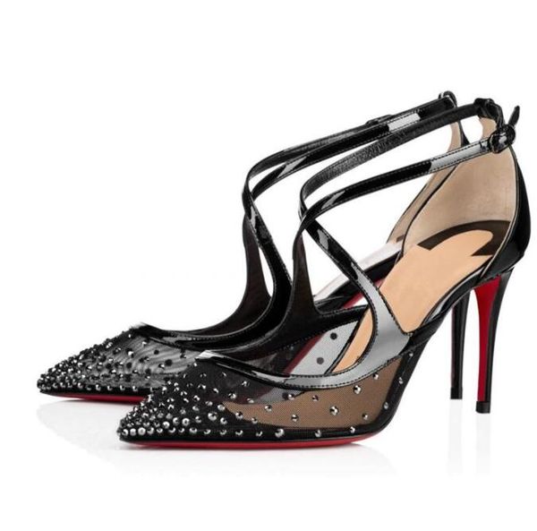 summer ladies sandals high heels red sole luxury designer brand pointed toe mesh rhinestone reds soles twistissima strass 85mm wedding party, Black
summer ladies sandals high heels red sole luxury designer brand pointed toe mesh rhinestone reds soles twistissima strass 85mm wedding party, Black