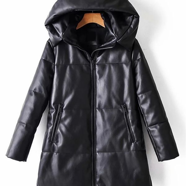 wixra solid pu leather cotton jacket hooded women's fashion leather long coats ladies waterproof thick jackets female winter 211120, Black
wixra solid pu leather cotton jacket hooded women's fashion leather long coats ladies waterproof thick jackets female winter 211120, Black