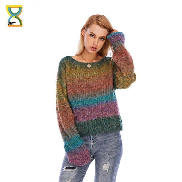 rainbow color striped loose causal long sleeve o-neck breathable pullover sweater soft female knit jumpers for spring women's sweaters, White;black
rainbow color striped loose causal long sleeve o-neck breathable pullover sweater soft female knit jumpers for spring women's sweaters, White;black