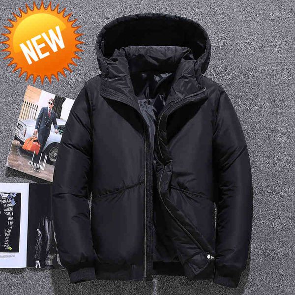 -15 degree winter men's hooded slim down jacket youth trend casual thick warm overcoat windbreaker hombre white duck parkas, Black
-15 degree winter men's hooded slim down jacket youth trend casual thick warm overcoat windbreaker hombre white duck parkas, Black