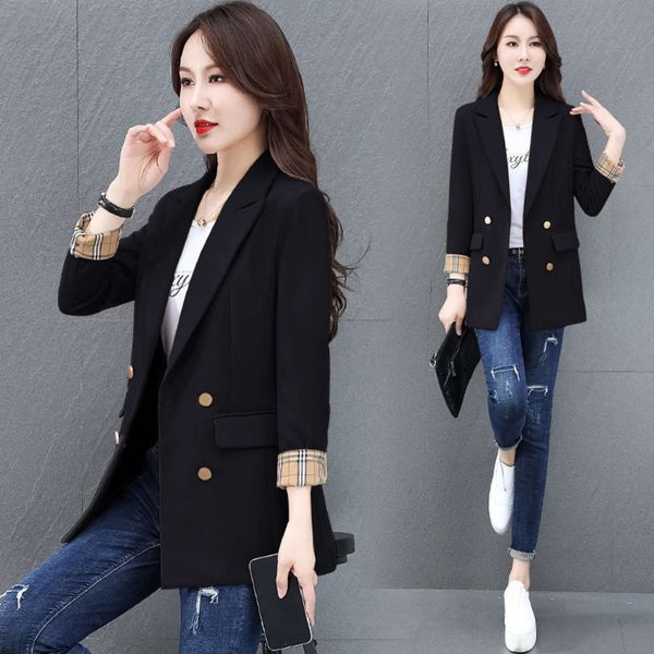 black small suit coat women's middle and long spring autumn net red leisure british style version, Black;brown
black small suit coat women's middle and long spring autumn net red leisure british style version, Black;brown